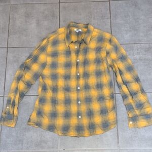 Tag Men's Yellow and Gray Plaid Casual Shirt